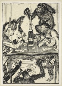 Le jeu du diable (cartes sur la table et en dessous), illustration de 